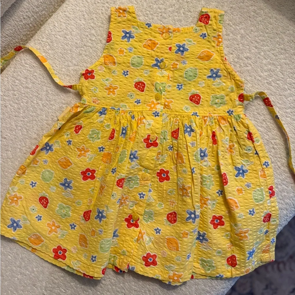 Vintage 90s Oshkosh Baby B’gosh Cotton Dress 24‎ MOS – Yellow Fruit Floral Print